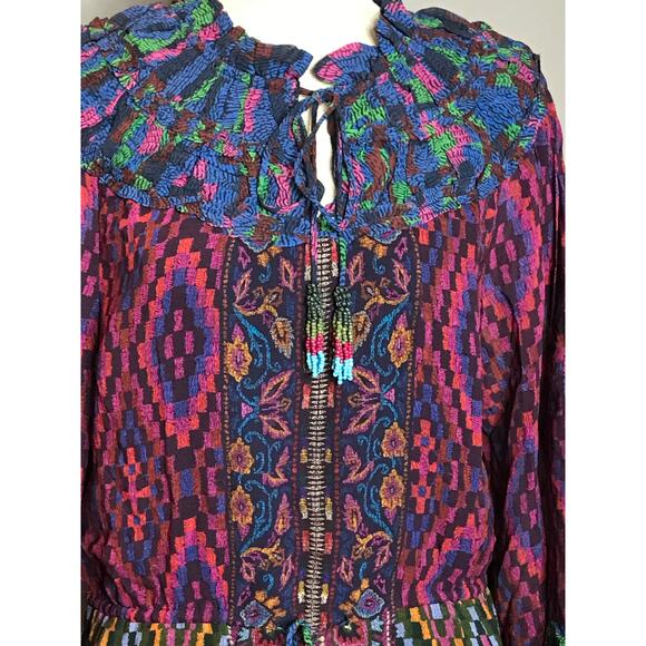 Farm‎ Rio - Mixed Tapestry Scarf Maxi Dress Medium - Picture 5 of 11